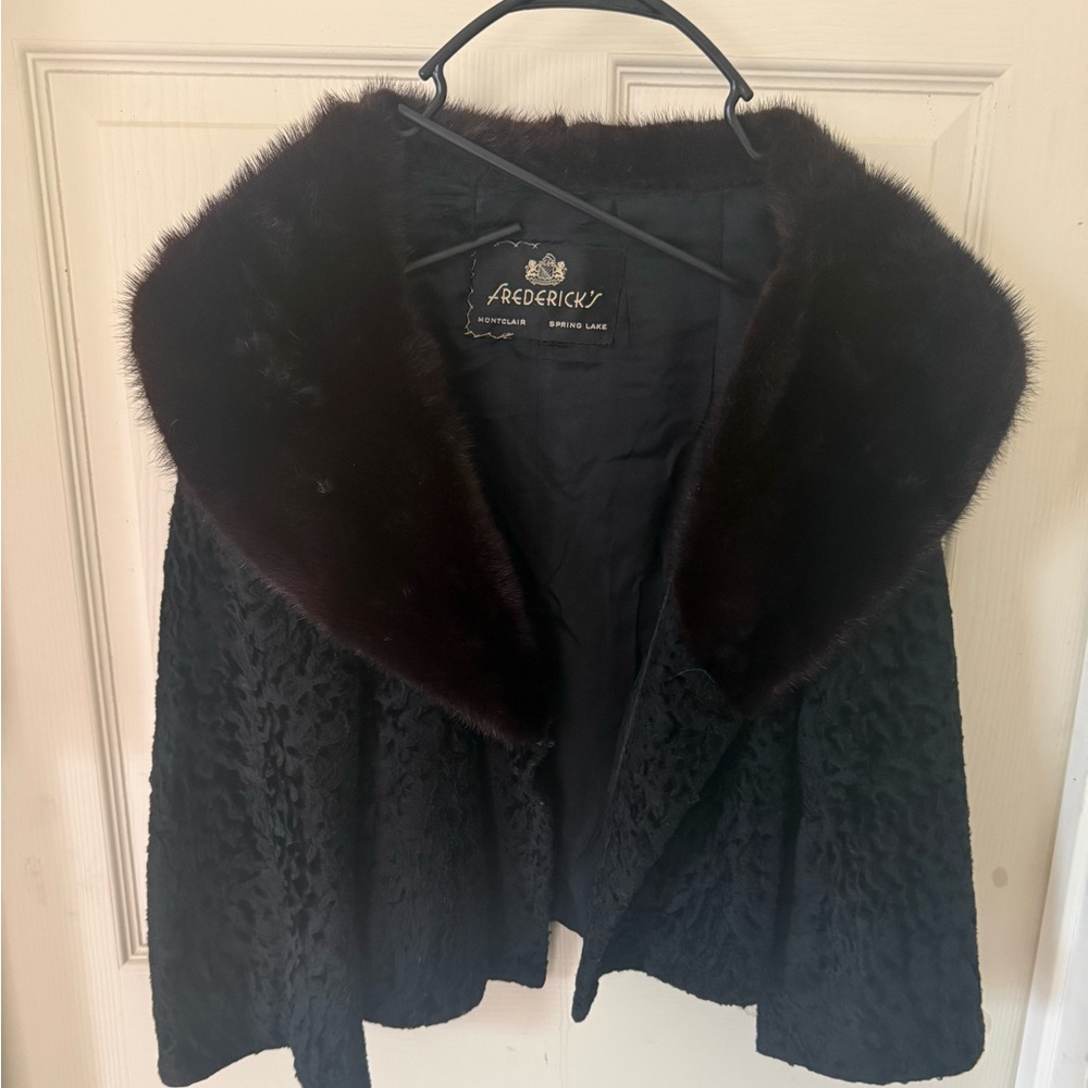 Lamb coat  with mink collar